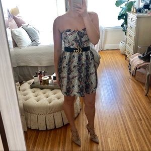 Devlin snake print strapless corset mini dress